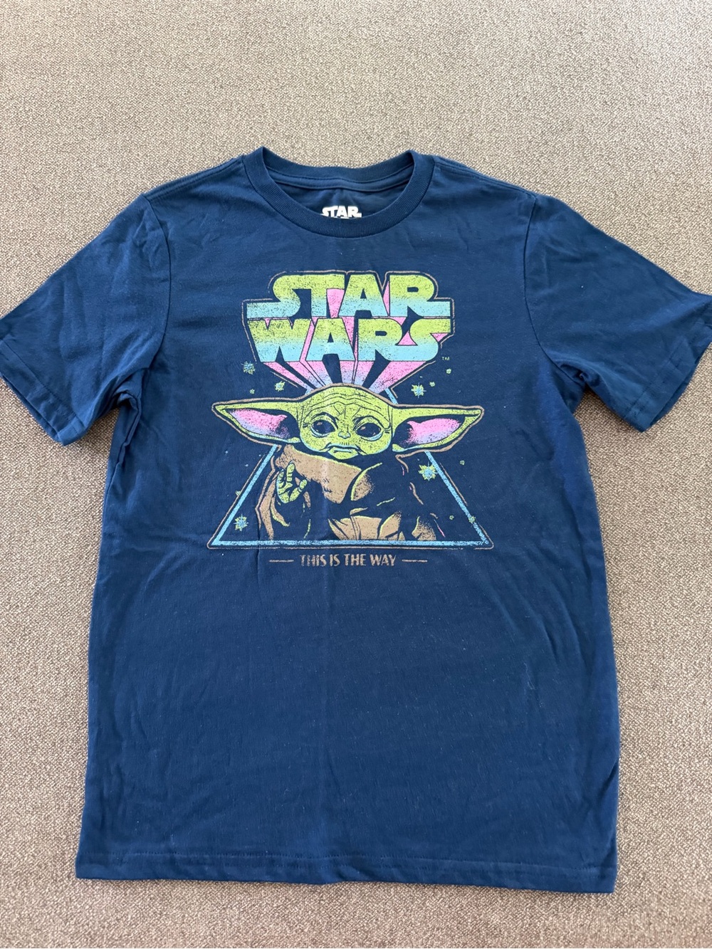 Star Wars Navy Tee with Neon Grogu Print